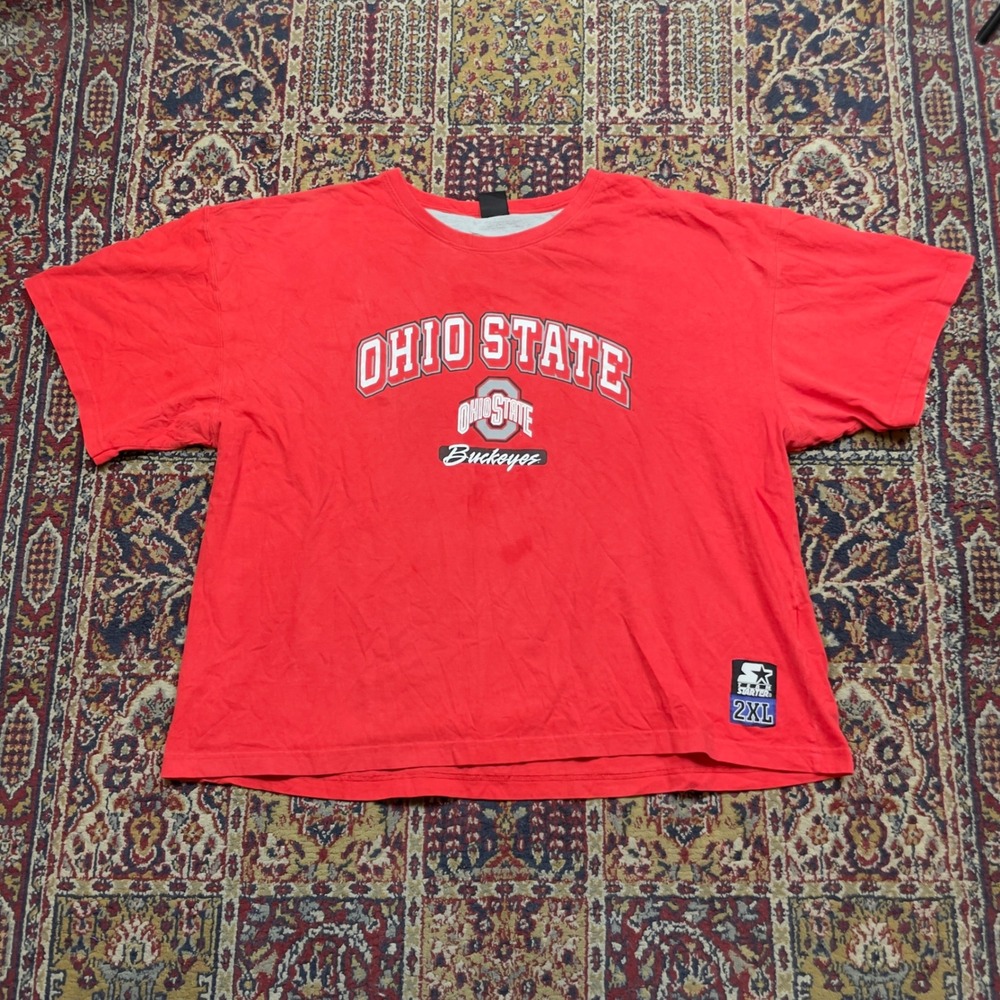 Mens Team Starter Ohio State Buckeyes T-Shirt Red 2XL NCAA College Fan Gear